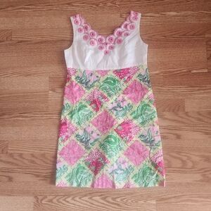 EUC Vintage Lilly Pulitzer Jubilee Collection Bam Patch Kyle Shift Dress Size 8